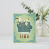 アイオワのヴィンテージの州の地図-緑 ポストカード (スタンド正面)