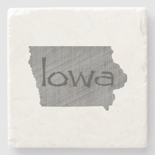 アイオワの地図形ヴィンテージグレーのチャルクボード(名前付き) ストーンコースター (正面)