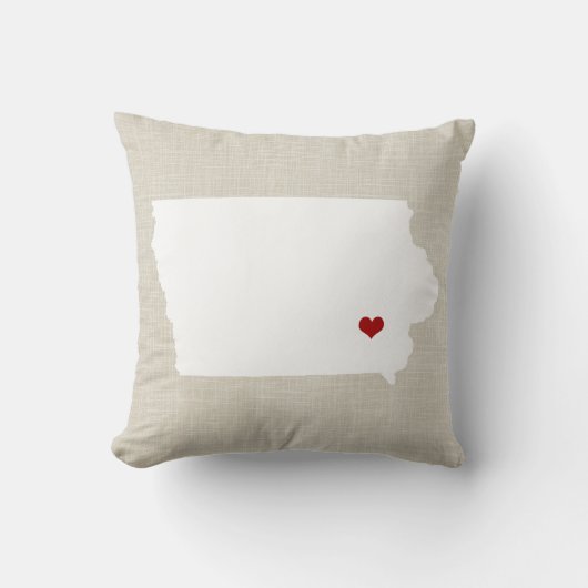 アイオワの州の枕フェイクなリネンパーソナライズ クッション (正面)