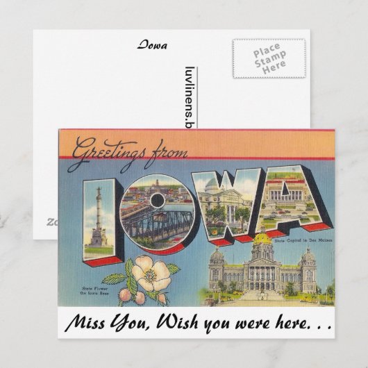 アイオワの挨拶 ポストカード (正面/裏面)