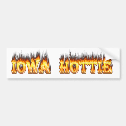 アイオワのhottieの火および炎 バンパーステッカー (正面)