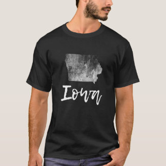 アイオワアイアマップグランジヴィンテージグラフィックホーム州メンズ Tシャツ