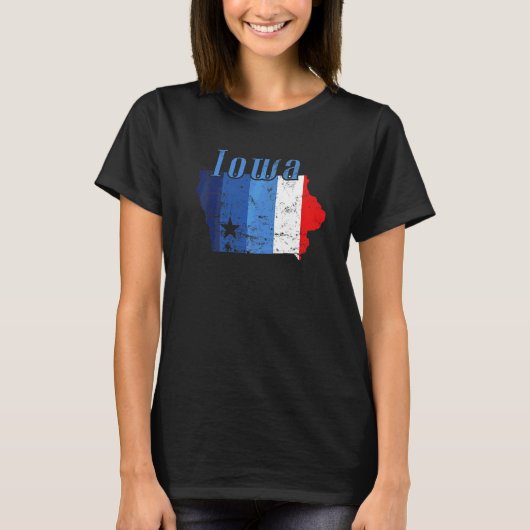 アイオワアメリカ州概要地図Usa Tシャツ (正面)