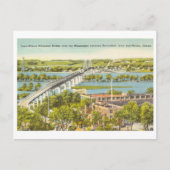 アイオワイリノイ州橋ミシシッピ川ヴィンテージ ポストカード (正面)