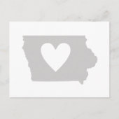 アイオワグレー州マップシェイプとハート切り出し ポストカード (正面)