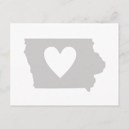 アイオワグレー州マップシェイプとハート切り出し ポストカード