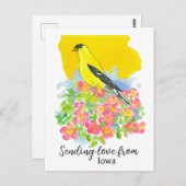 アイオワゴールドフィンチプレーリバラからの愛の送信 ポストカード (正面/裏面)