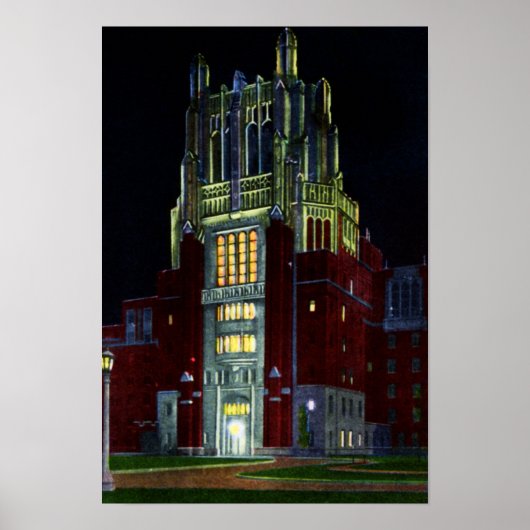 アイオワシティアイオワ病院タワーat Night ポスター (正面)