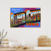 アイオワシティアイオワIAヴィンテージ大文字葉書 ポスター (キッチン)