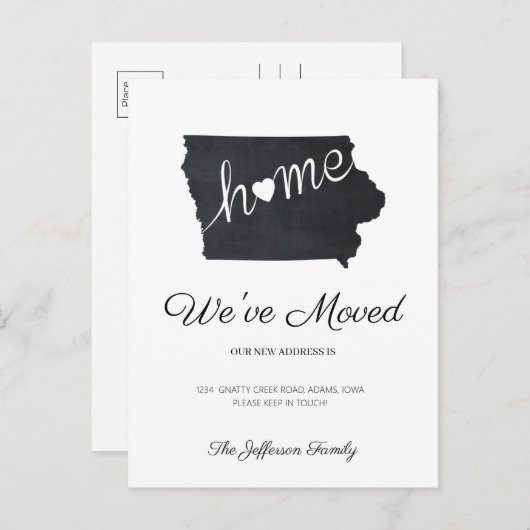 アイオワシャルボード州マップ移動はがき 案内ポストカード (正面/裏面)