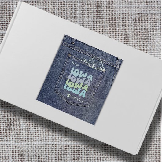 アイオワドッグインジーンポケットクラシックスクエアステッカー スクエアシール