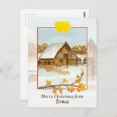 アイオワバーンファーム冬の雪からメリークリスマス ポストカード (正面/裏面)