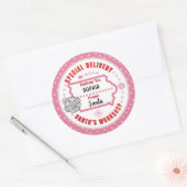 アイオワピンクのサンタから子どもへの特別配達 ラウンドシール (封筒)