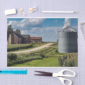 アイオワファーム、トウモロコシ畑と穀物ビン 薄葉紙 (クラフト)