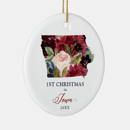 アイオワブルゴーニュの第1のパーソナライズされたフローラ セラミックオーナメント (右)