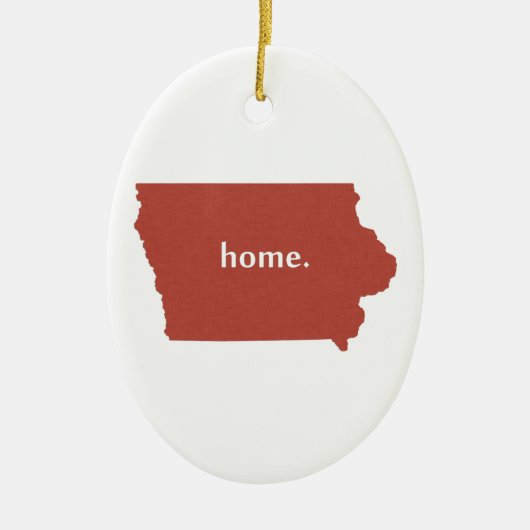 アイオワマップシェイプホームアイオワンレッドホーキー セラミックオーナメント (正面)