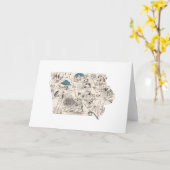 アイオワヴィンテージ写真マップ(大)グリーティング カード (黄色い花)