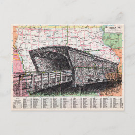 アイオワ地図アート ポストカード