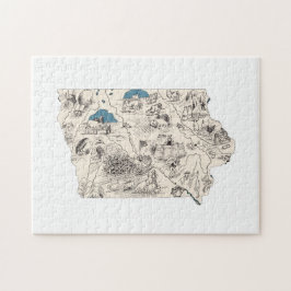 アイオワ型アイオワンホーキーヴィンテージ写真の地図 ジグソーパズル