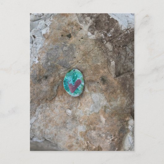 アイオワ川バーリントンの可愛いグリーンハートロック ポストカード (正面)