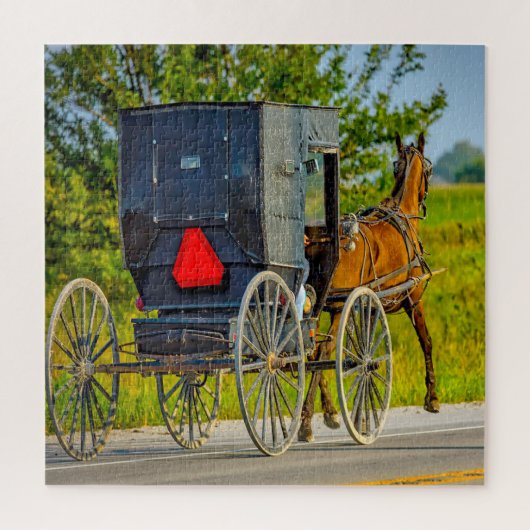 アイオワ州のアーミッシュの馬車が大好きです。 ジグソーパズル (縦)