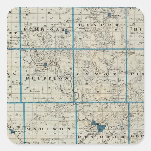 アイオワ州のウィンネシーク郡の州の地図 スクエアシール (正面)