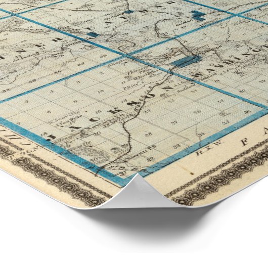 アイオワ州のウィンネシーク郡の州の地図 ポスター (角)