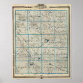 アイオワ州のウィンネシーク郡の州の地図 ポスター (正面)