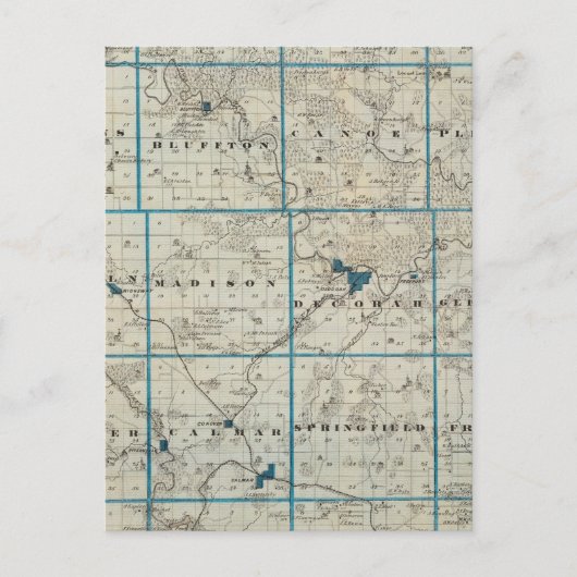 アイオワ州のウィンネシーク郡の州の地図 ポストカード (正面)