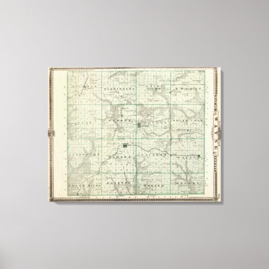 アイオワ州のウェイン郡の州の地図 キャンバスプリント (正面)