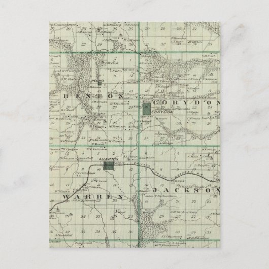 アイオワ州のウェイン郡の州の地図 ポストカード (正面)