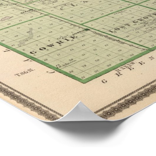 アイオワ州のウェブスター郡の州の地図 ポスター (角)