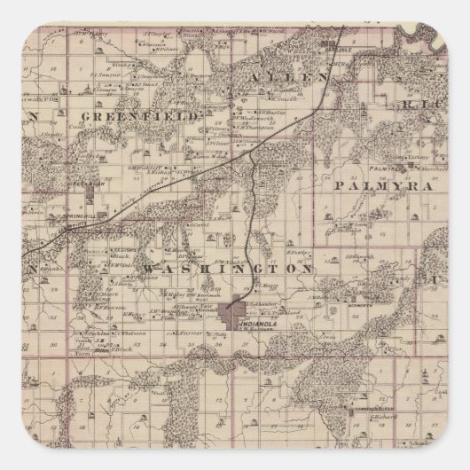 アイオワ州のウォーレン郡の州の地図 スクエアシール (正面)