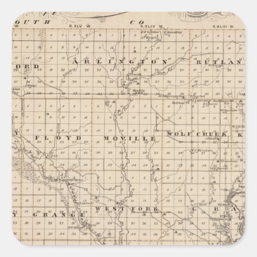 アイオワ州のウッドベリー郡の州の地図 スクエアシール (正面)