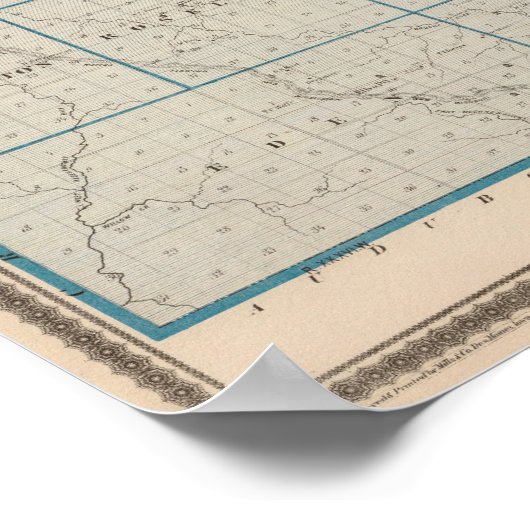 アイオワ州のキャロル郡の州の地図 ポスター (角)