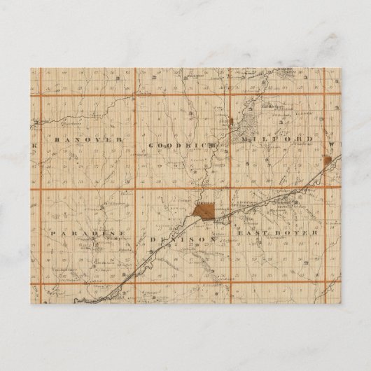 アイオワ州のクロフォード郡の州の地図 ポストカード (正面)