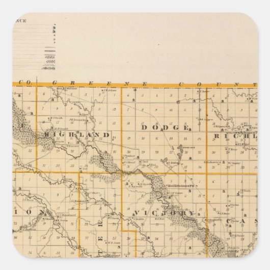 アイオワ州のグスリエ郡の州の地図 スクエアシール (正面)