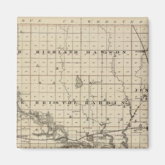 アイオワ州のグリーン郡の州の地図 マグネット (正面)