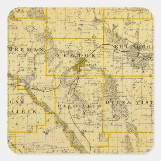 アイオワ州のジャスパー郡の州の地図 スクエアシール (正面)