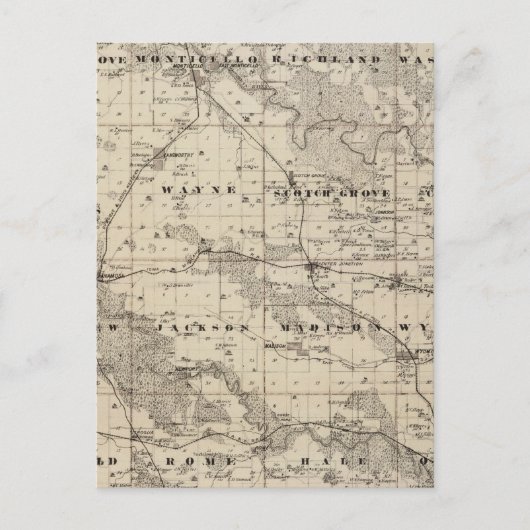 アイオワ州のジョーンズ郡の州の地図 ポストカード (正面)