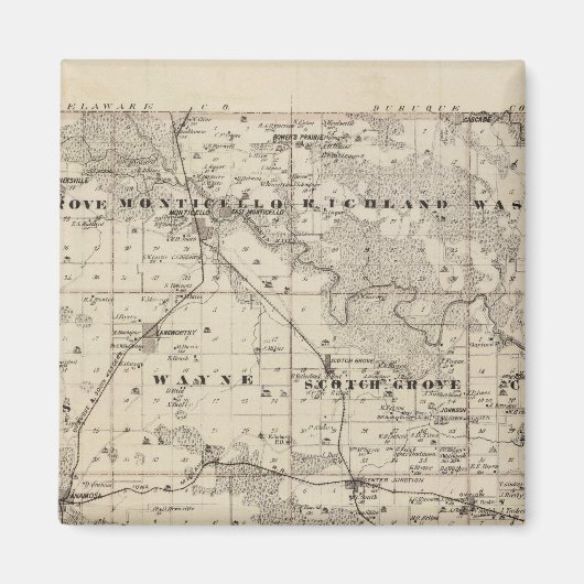 アイオワ州のジョーンズ郡の州の地図 マグネット (正面)