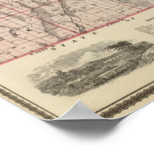 アイオワ州のテイラー郡の州の地図 ポスター (角)