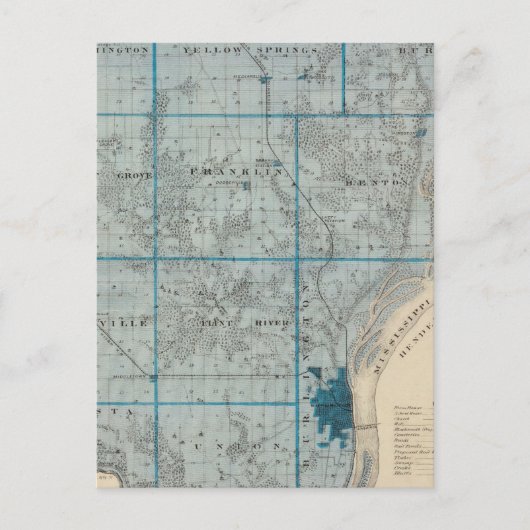 アイオワ州のデモイン郡の州の地図 ポストカード (正面)