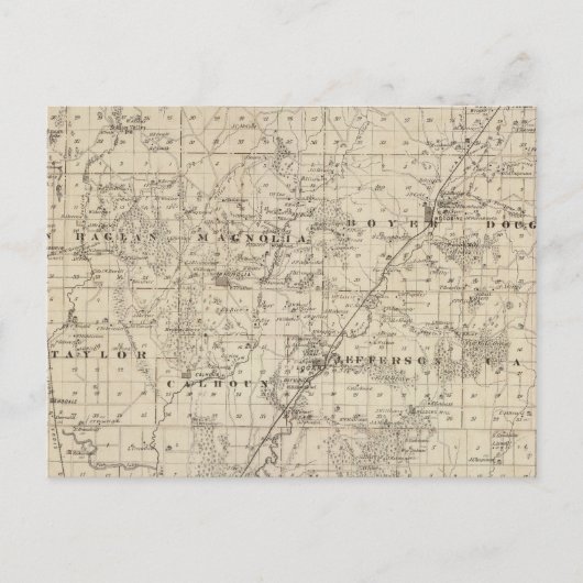 アイオワ州のハリソン郡の州の地図 ポストカード (正面)