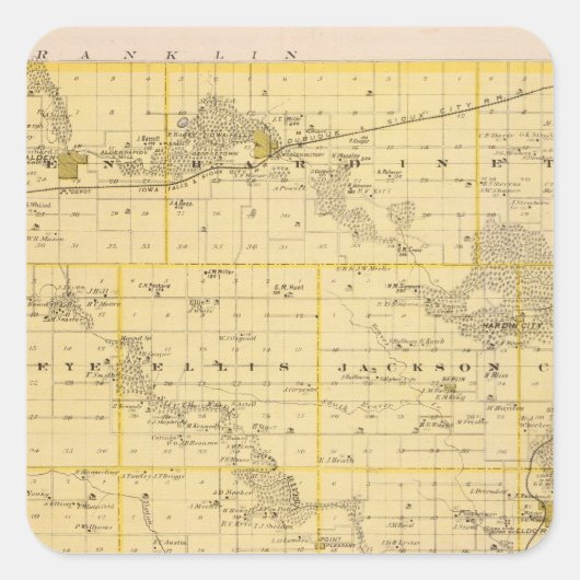 アイオワ州のハードン郡の州の地図 スクエアシール (正面)