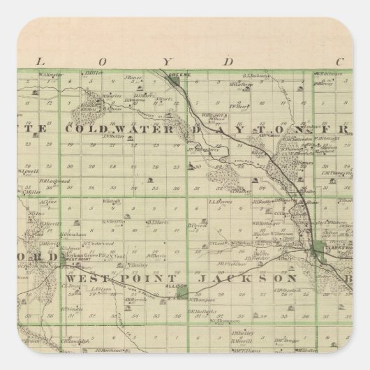 アイオワ州のバトラー郡の州の地図 スクエアシール (正面)