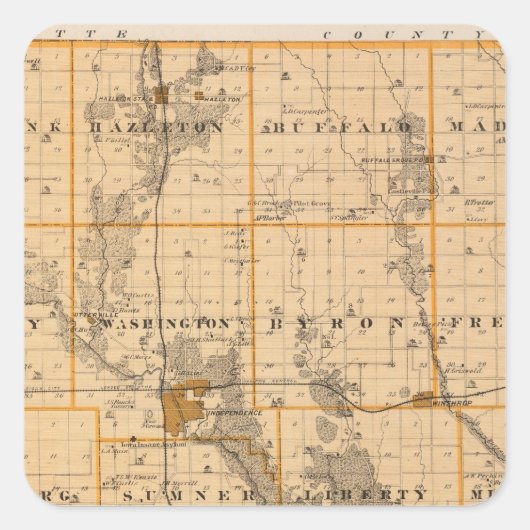 アイオワ州のブキャナン郡の州の地図 スクエアシール (正面)