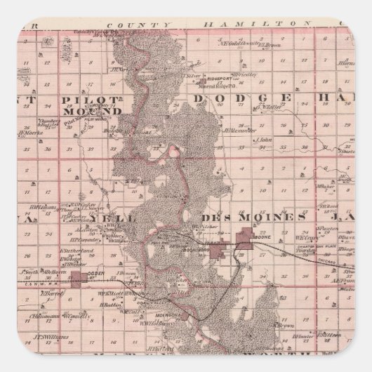 アイオワ州のブーン郡の州の地図 スクエアシール (正面)