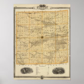 アイオワ州のマディソン郡の州の地図 ポスター (正面)