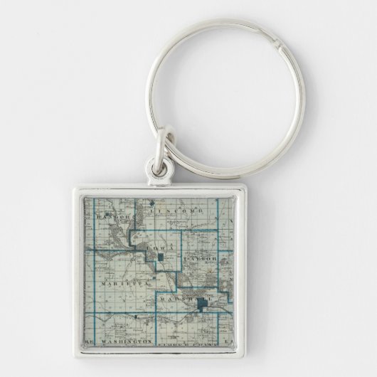 アイオワ州のマーシャル郡の州の地図 キーホルダー (正面)